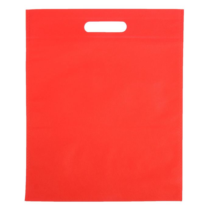 Bag with cut reinforced handle - red